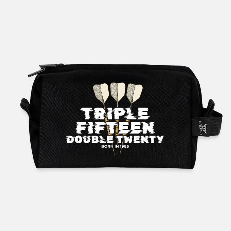 Vintage 1985 Darts Checkout - Recycled Toiletry Zip Bag - black