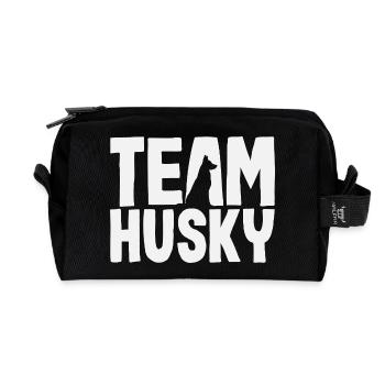 Drôle Husky Husky Propriétaire Husky Propriétaire Cadeau - Trousse de toilette en tissu recyclé - noir - Devant