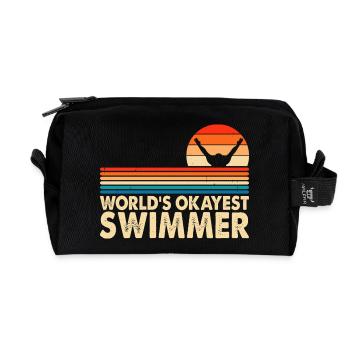 Schwimmen Wassersport Schwimmer Geschenke - Recycelte Kulturtasche - Schwarz - Vorne