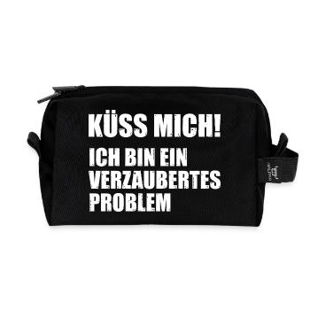 Kiss me, I'm an enchanted problem - Recycled Toiletry Zip Bag - black - Front
