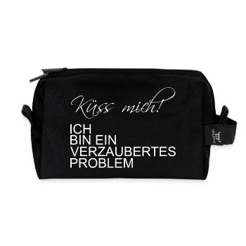 Kiss me, I'm an enchanted problem - Recycled Toiletry Zip Bag - black - Front