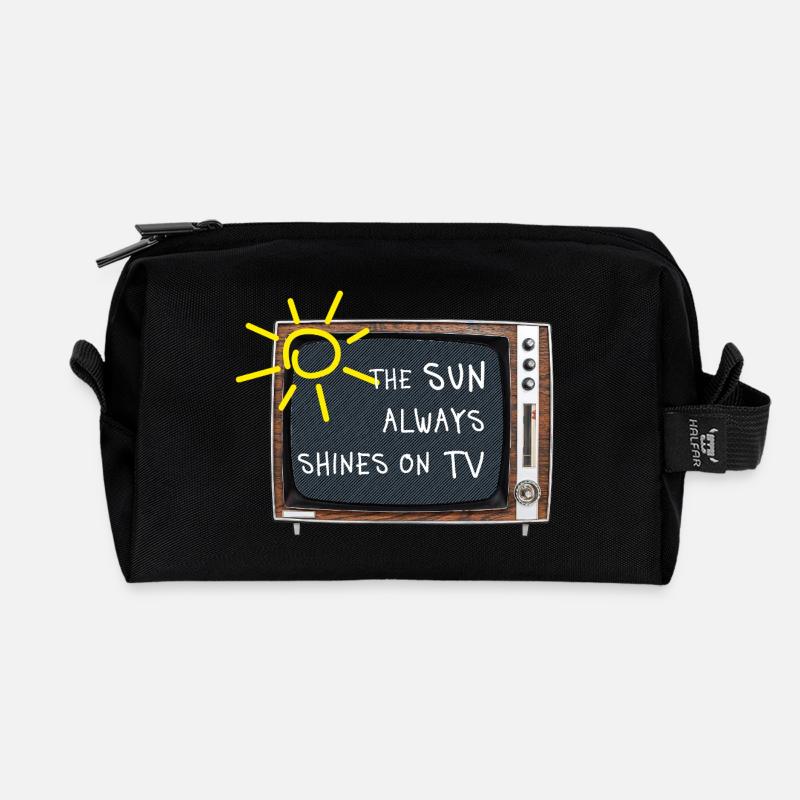 The Sun Always Shines on TV – Retro Spruch - Recycelte Kulturtasche - Schwarz