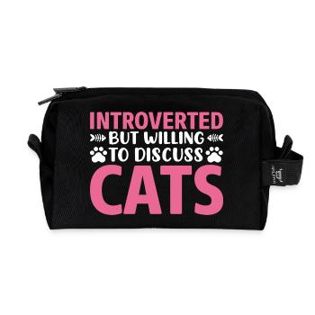 Introverted discuss with cat - Recycelte Kulturtasche - Schwarz - Vorne