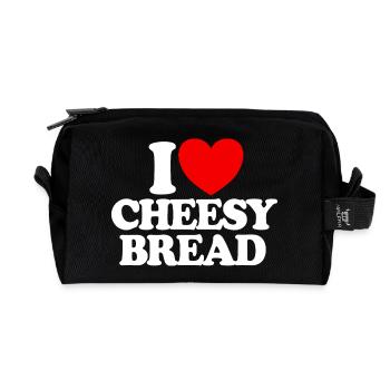 I love cheese bread. My favorite food: cheese bread. - Recycled Toiletry Zip Bag - black - Front