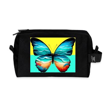 butterfly - Recycled Toiletry Zip Bag - black - Front