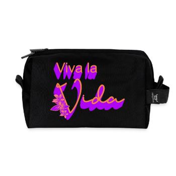 Auf das Leben Blumen-Design - Recycelte Kulturtasche - Schwarz - Vorne