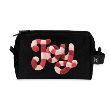 Weihnachts JOY Typografie Rot Weiß Motiv - Recycelte Kulturtasche - Schwarz - Vorne