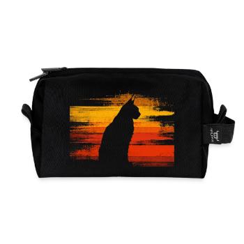 Luchs Katze Retro Wildkatze Design Naturfreund - Recycelte Kulturtasche - Schwarz - Vorne