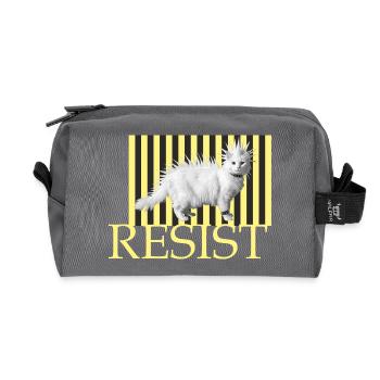 Resist Naughty Cat Stripe Punk Funny Cat - Recycled Toiletry Zip Bag - anthracite - Front