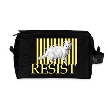 Resist Naughty Cat Stripe Punk Funny Cat - Recycled Toiletry Zip Bag - black - Front