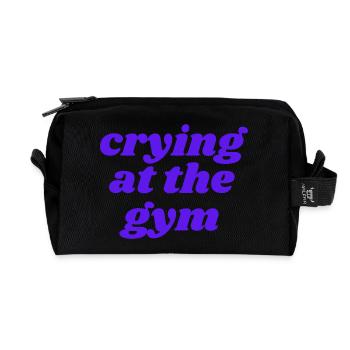 crying at the gym - Recycelte Kulturtasche - Schwarz - Vorne