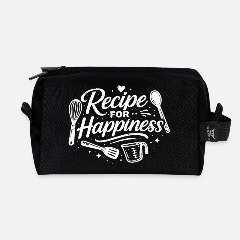 recipe for happiness - Recycled Toiletry Zip Bag - black