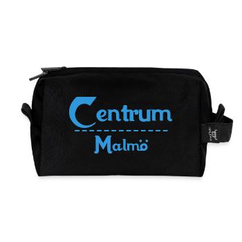 Centrum Malmö – Blue Text Design - Recycled Toiletry Zip Bag - black - Front