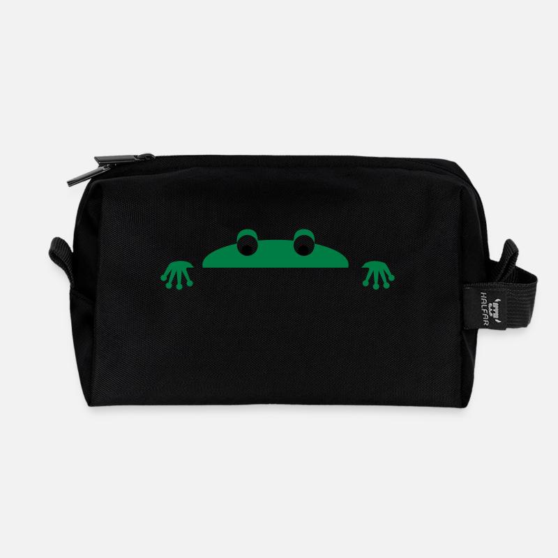 Frog face - Recycelte Kulturtasche - Schwarz