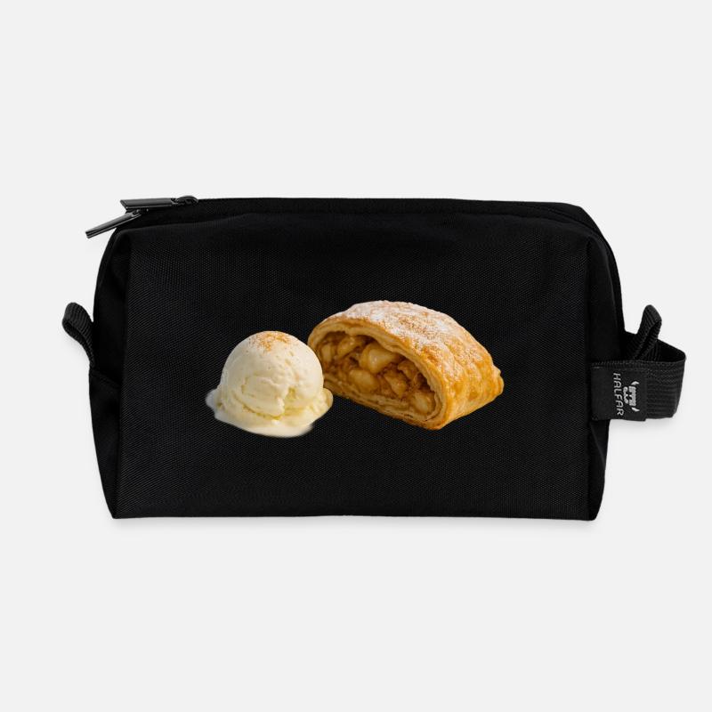 Apfelstrudel mit Vanilleeis - Recycled Toiletry Zip Bag - black
