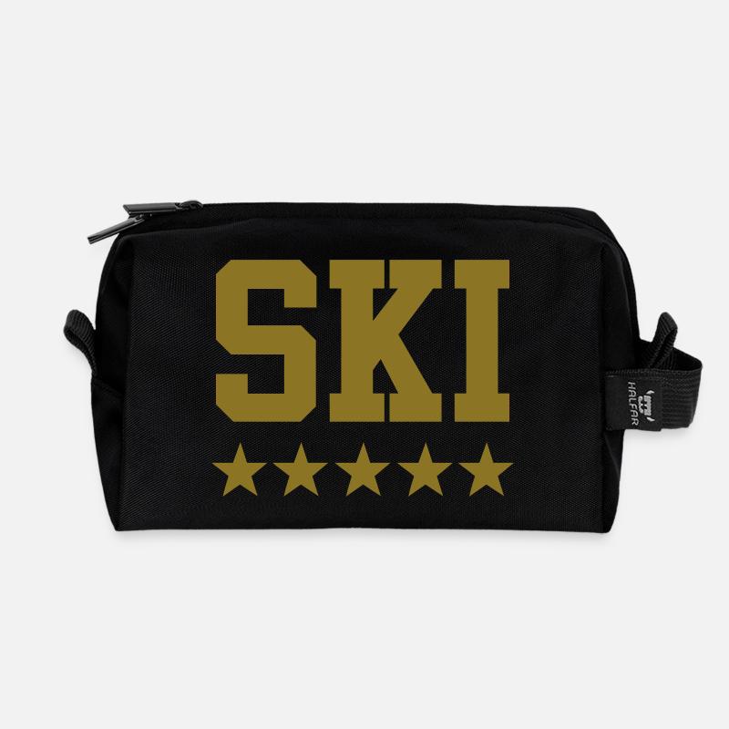 ski - Recycelte Kulturtasche - Schwarz
