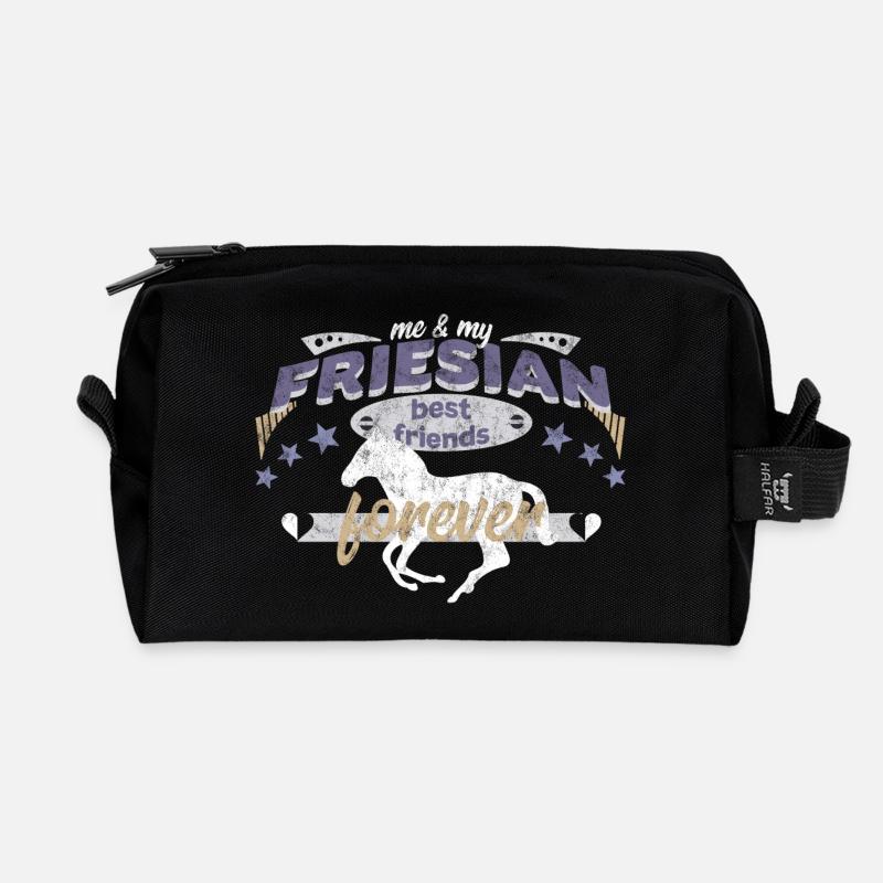 Friesian Friese Pferd Pferderasse best friends BFF - Recycelte Kulturtasche - Schwarz