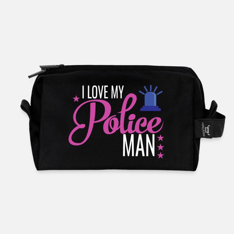 Love Policeman - Recycled Toiletry Zip Bag - black