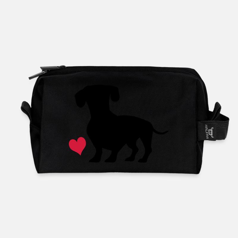Dackel - Recycelte Kulturtasche - Schwarz