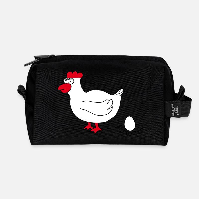 Huhn - Recycelte Kulturtasche - Schwarz