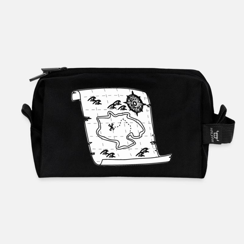 treasure map - Recycled Toiletry Zip Bag - black