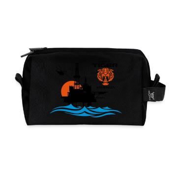 North Sea Tiger Oil Rig Platform Aberdeen - Recycled Toiletry Zip Bag - black - Front
