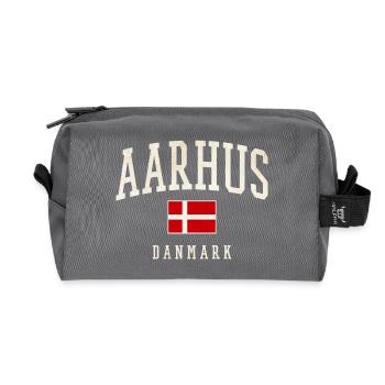 Aarhus Danmark Flag - Recycled Toiletry Zip Bag - anthracite - Front