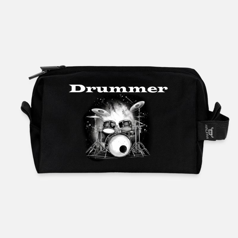 Drummer weiß - Recycelte Kulturtasche - Schwarz