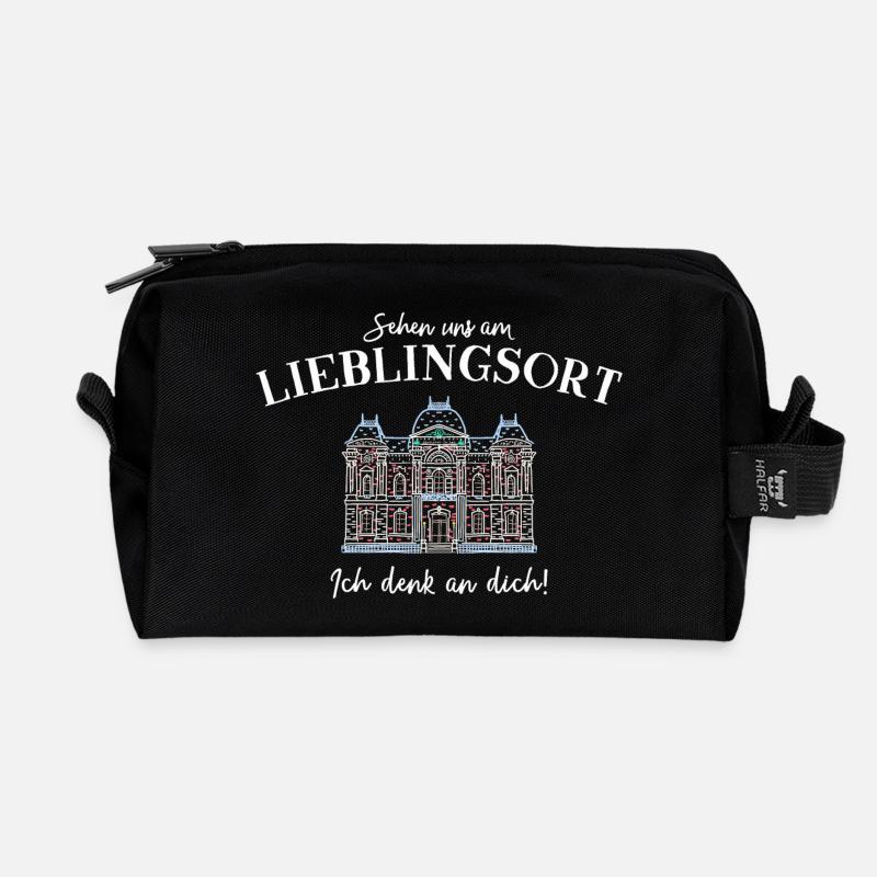 Ich denk an dich, Lieblingsort - Recycelte Kulturtasche - Schwarz