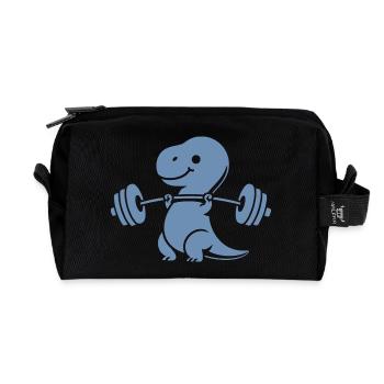 T-Rex with Dumbbell Workout - Recycled Toiletry Zip Bag - black - Front