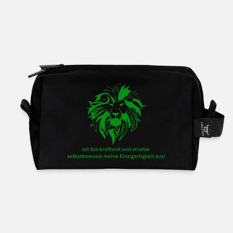 Sternzeichen Löwe - Recycelte Kulturtasche - Schwarz