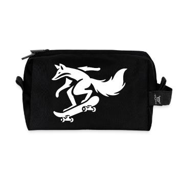 Minimalistischer Fuchs auf Skateboard Silhouette S - Recycelte Kulturtasche - Schwarz - Vorne