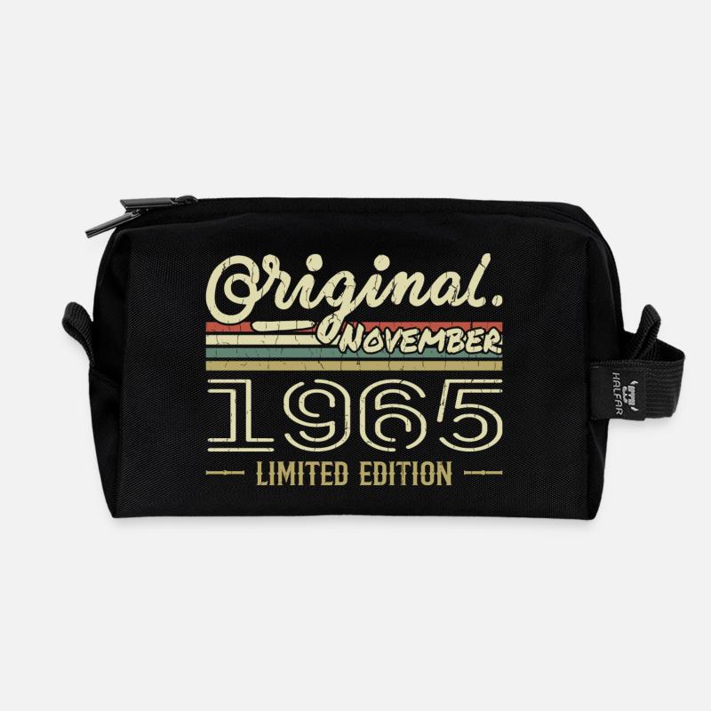 November 1965 - November 1965 Geburtstagsgeschenk - Recycelte Kulturtasche - Schwarz