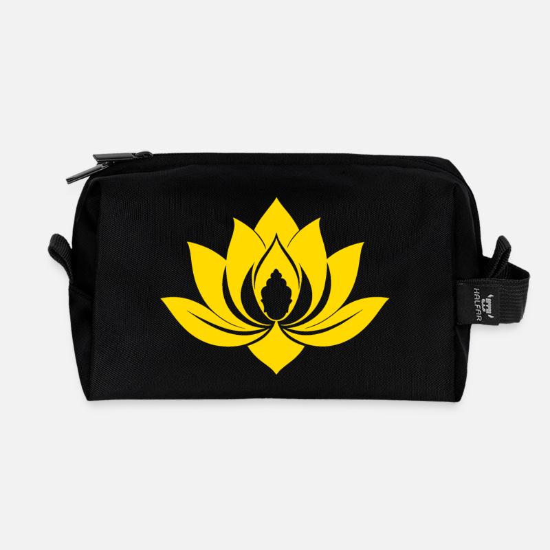 Gelber Lotus - Recycelte Kulturtasche - Schwarz