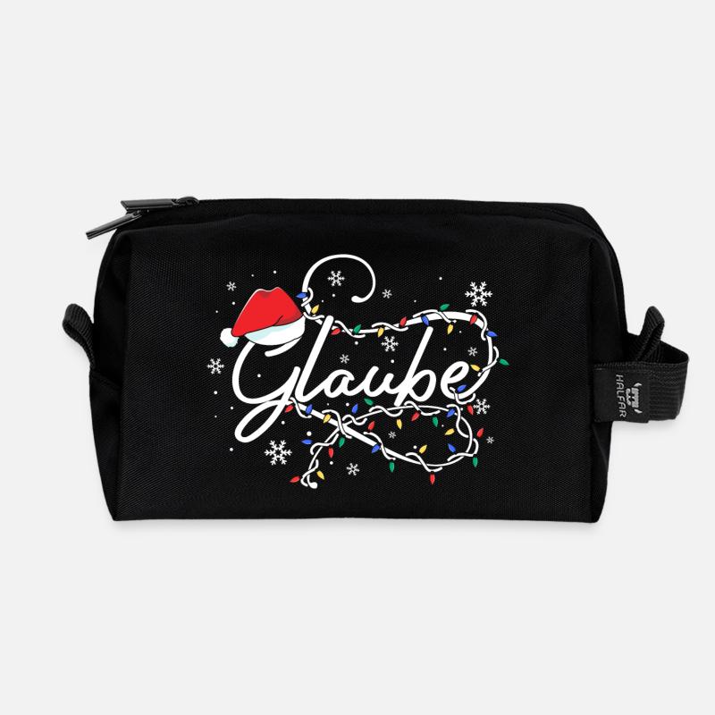Glaube Weihnachten Christliche Lichterketten - Recycelte Kulturtasche - Schwarz