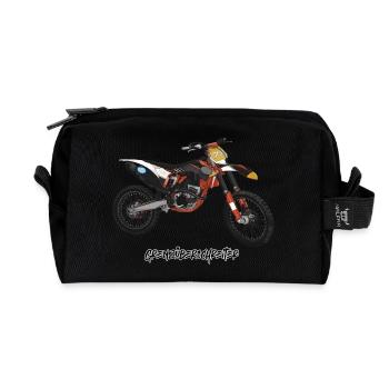 Motocross Bike // Illustration - Recycled Toiletry Zip Bag - black - Front