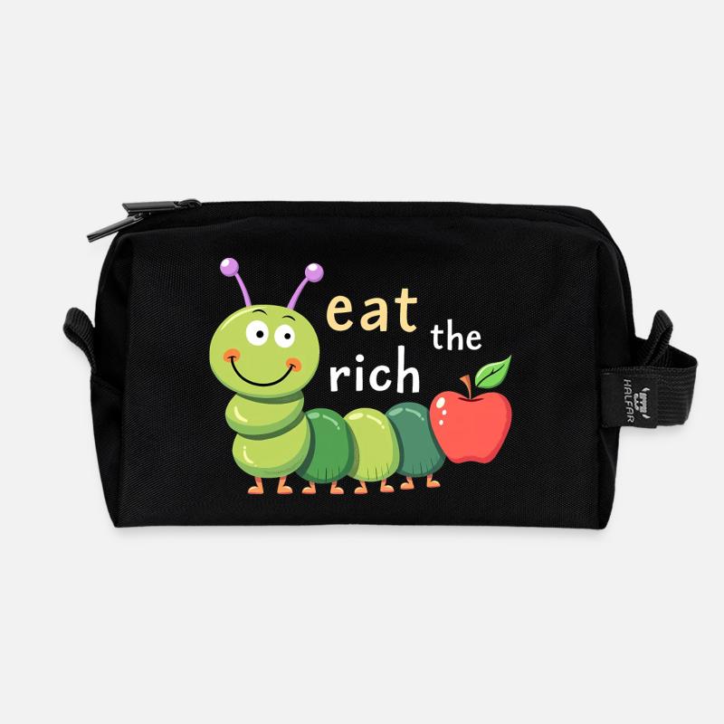 Eat The Rich - Hungry Caterpillar - Recycelte Kulturtasche - Schwarz