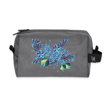Branche de lilas – des tons bleus élégants dans un design moderne - Trousse de toilette en tissu recyclé - anthracite - Devant