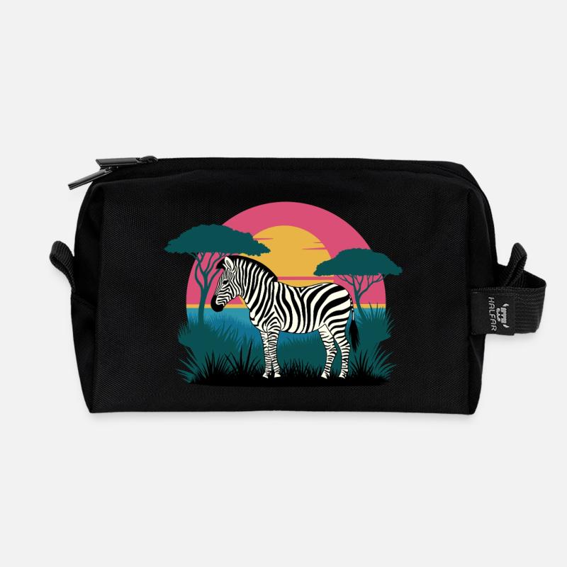 Sunset Zebra - Recycelte Kulturtasche - Schwarz