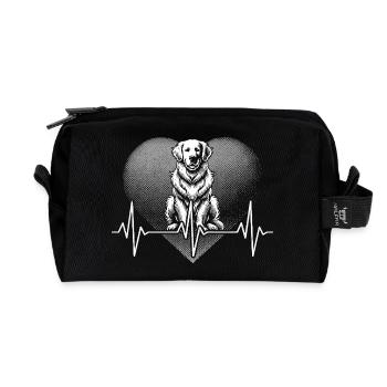 Herzschlag Golden Retriever - Recycelte Kulturtasche - Schwarz - Vorne