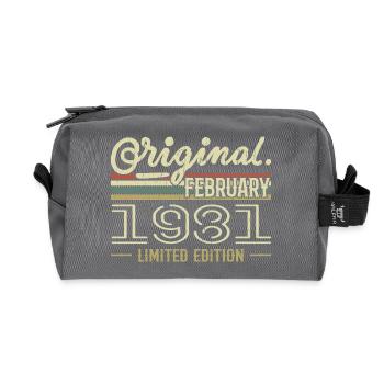 Februar 1981 - Februar 1981 Geburtstagsgeschenk - Recycelte Kulturtasche - Anthrazit - Vorne