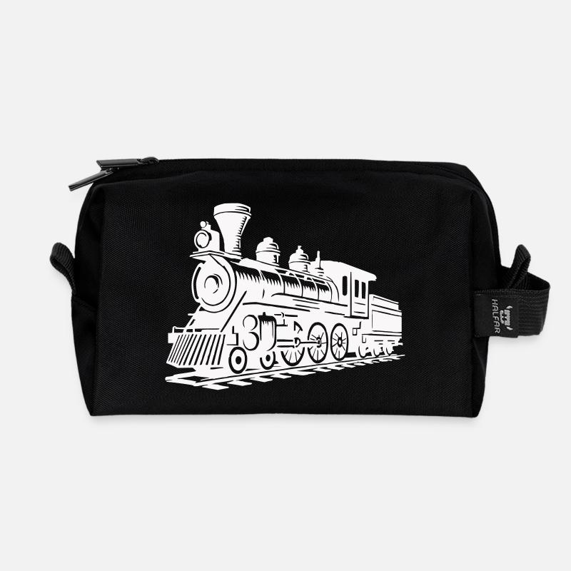 lokomotive zug - Recycelte Kulturtasche - Schwarz