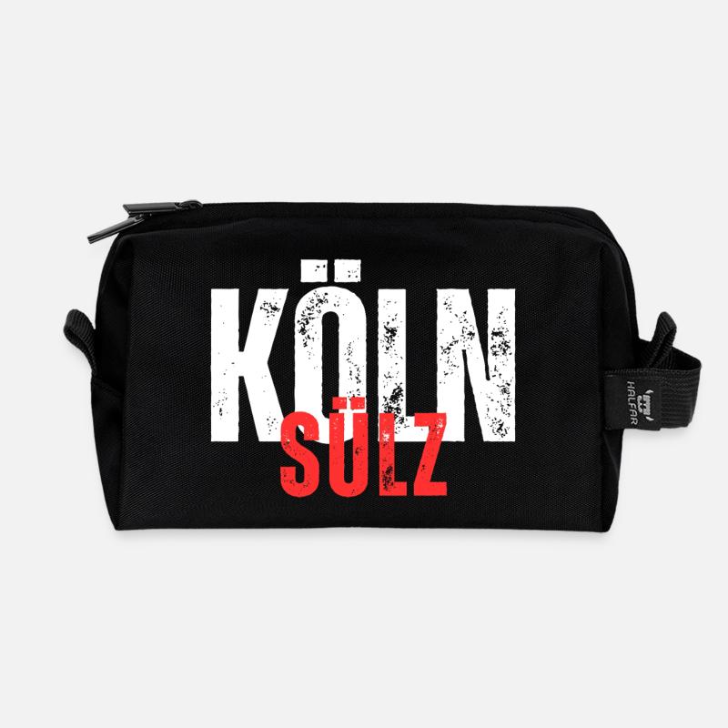 Sülz weiß rot - Recycelte Kulturtasche - Schwarz