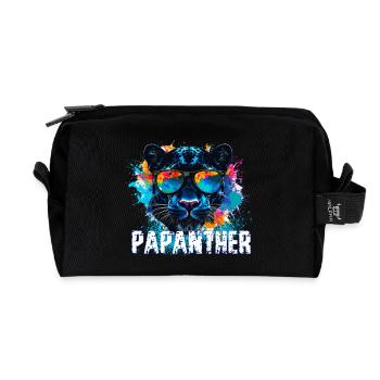 Panther with sunglasses, illustration,graffiti - Recycled Toiletry Zip Bag - black - Front