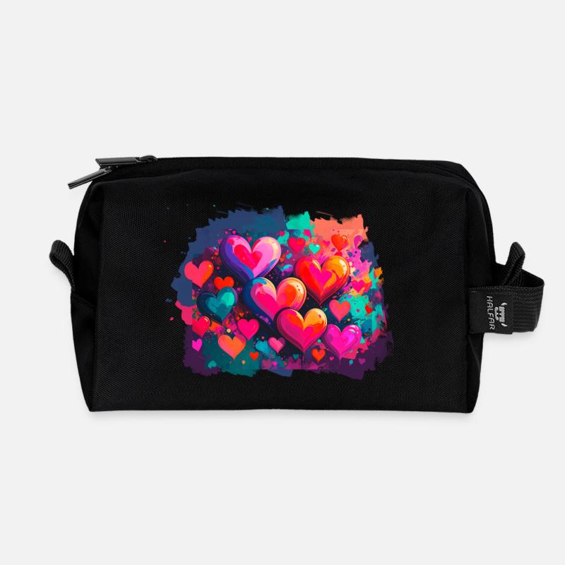 herzen,bunt,pink,graffiti,herz,malerei - Recycelte Kulturtasche - Schwarz