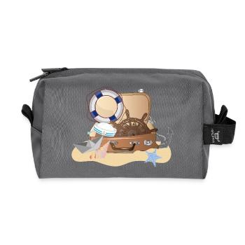 Valise maritime – design de vacances nautiques - Trousse de toilette en tissu recyclé - anthracite - Devant