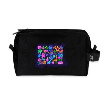 neonglittering, nostalgic,pop culture,retro - Recycled Toiletry Zip Bag - black - Front