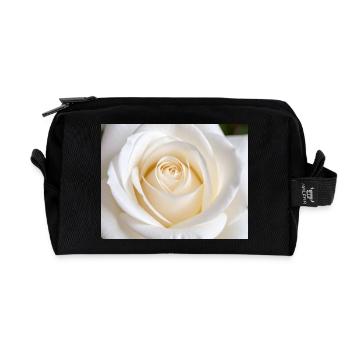 Glatte weiße Rose zum Drucken - Recycelte Kulturtasche - Schwarz - Vorne