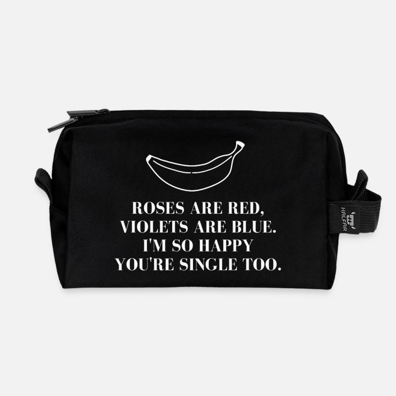 Single saying with bananas illustration - Recycled Toiletry Zip Bag - black
