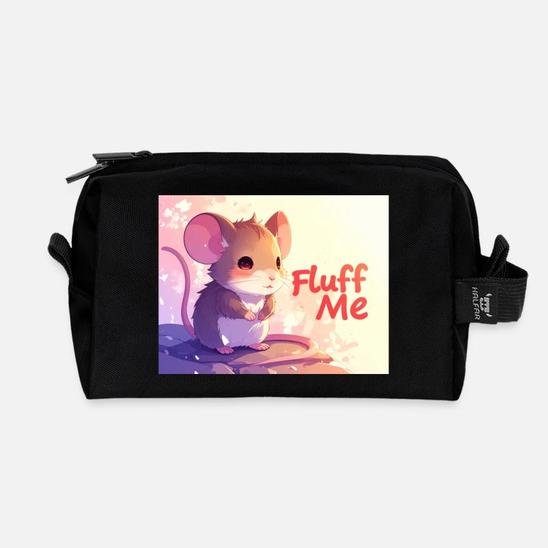 Maus Fluff me - Recycelte Kulturtasche - Schwarz